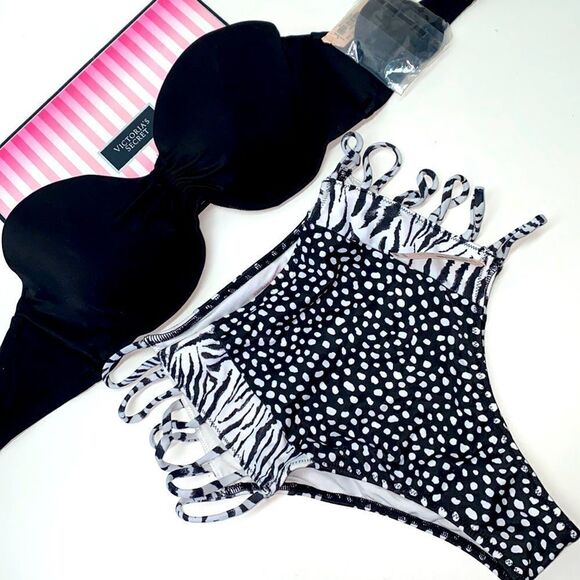 🔥VICTORIA SECRET SWIMSUIT 2pc 34C push-up //Small  New #2 - Picture 1 of 7